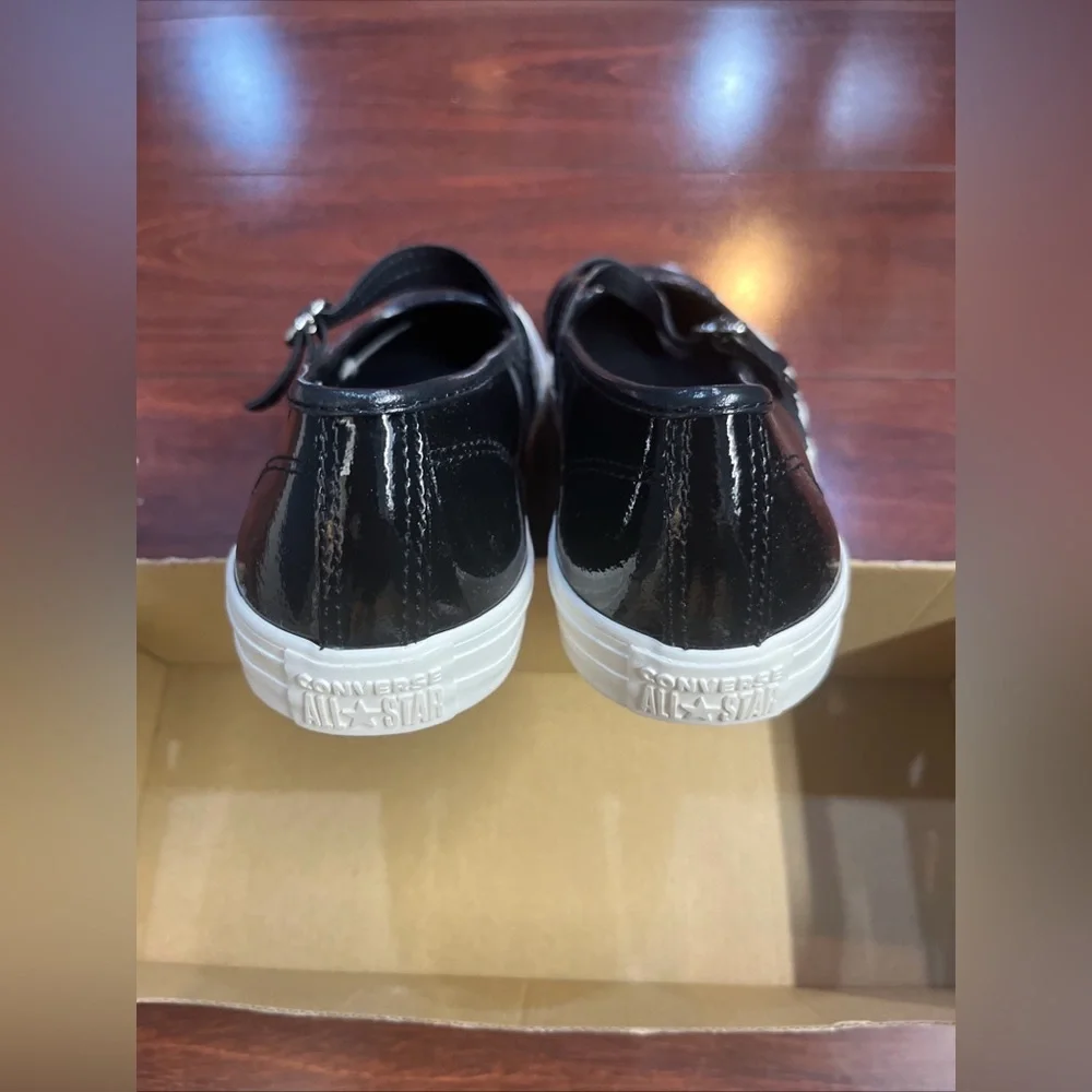 Women 7.5 Converse Dainty Mary Jane Slip Black Patent Leather Valentines Day New - Picture 5 of 16